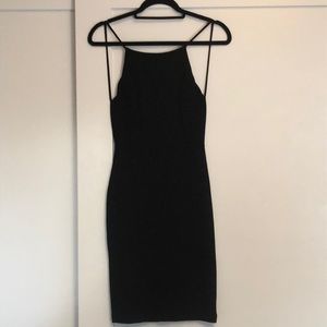 Open back black midi dress